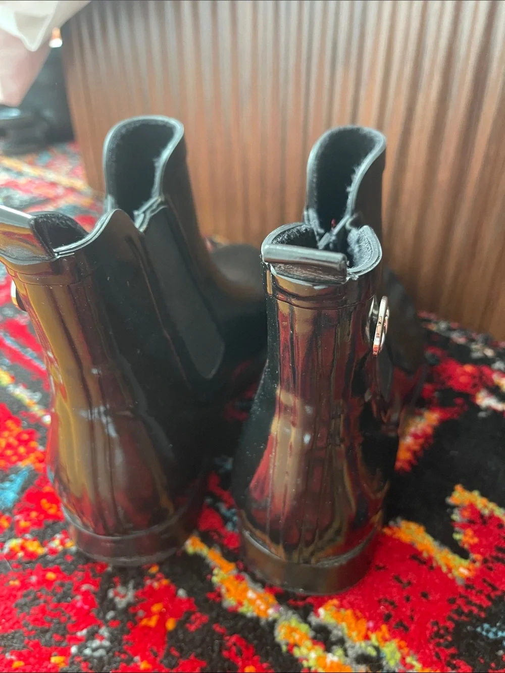 Michael Kors Black Shiny Ankle Rain Boots